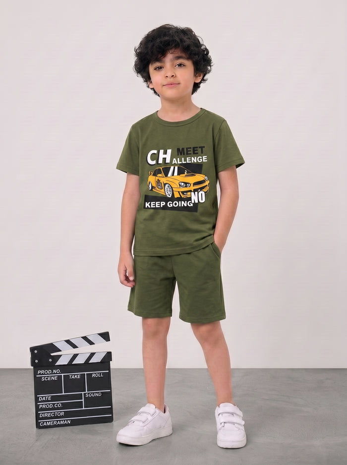 Challenge Accepted Racing Car T-Shirt & Shorts Set