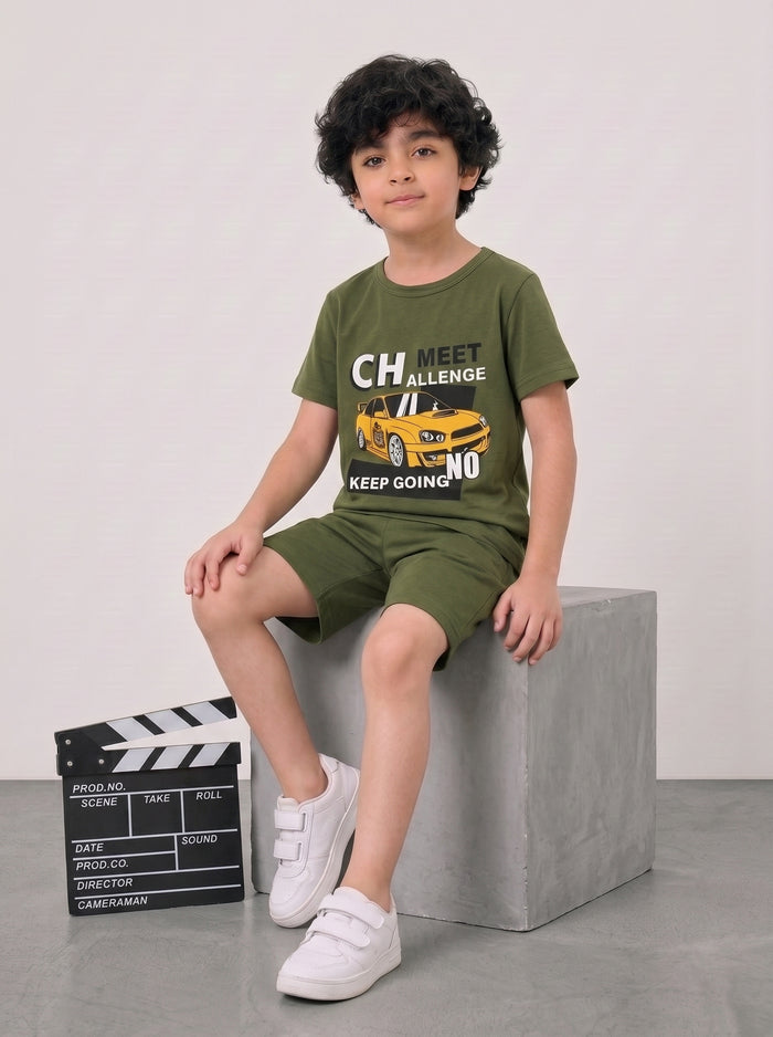 Challenge Accepted Racing Car T-Shirt & Shorts Set
