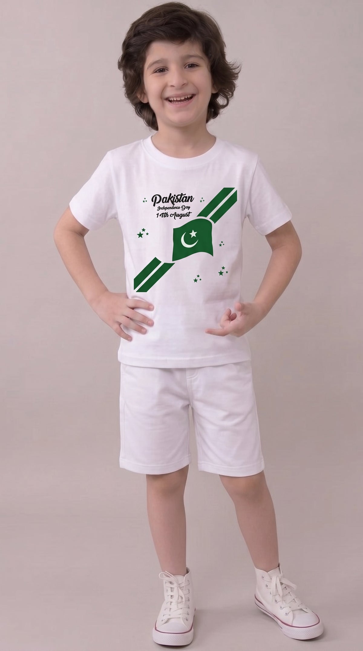 Waving Pakistan Flag T-Shirt & Shorts Set