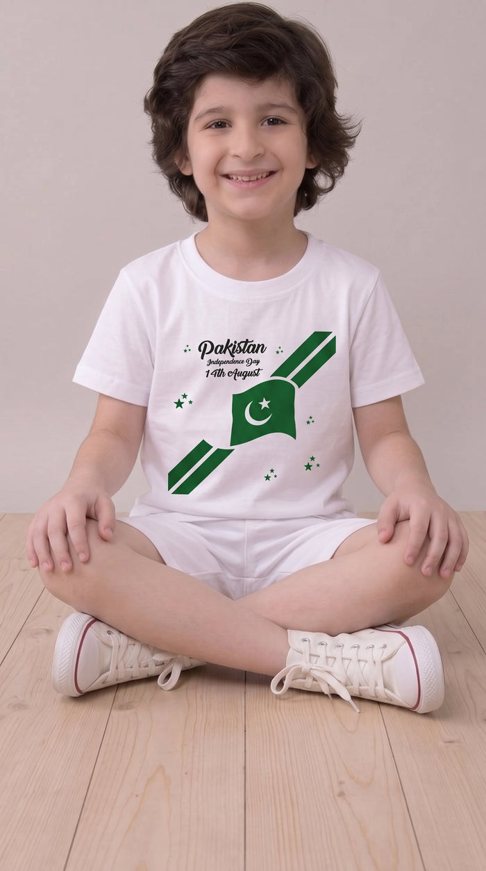 Waving Pakistan Flag T-Shirt & Shorts Set